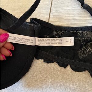 Auden Black Lace Push-Up Plunge Bra
